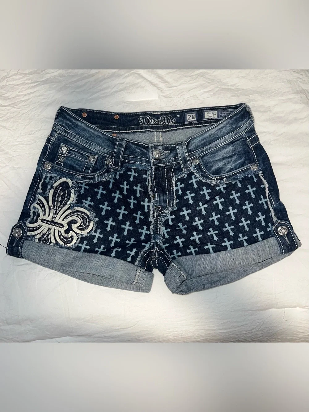 Miss Me Y2K Denim Shorts - Picture 1 of 5